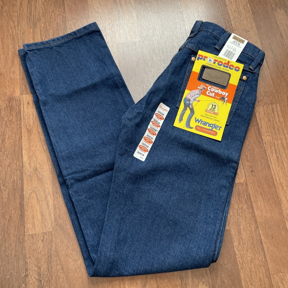 Wrangler 13MWZ Cowboy Cut Jeans - Blue 30x38 100% Cotton Denim
